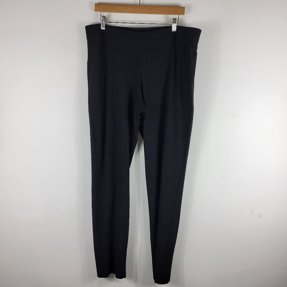 Eileen Fisher Pull On Elastic Waist. High Rise Straight Leg Pants